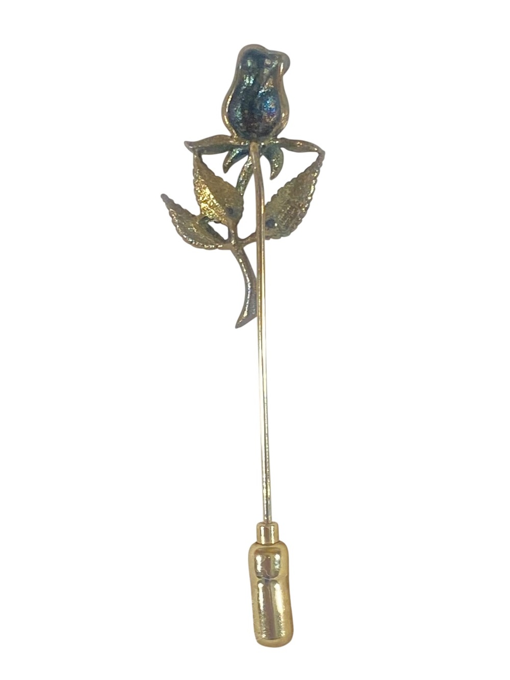 Anson Vintage Rose Stick Pin Elegant Sterling Silver Gold Coating Scarf Hat Pin - Picture 5 of 5